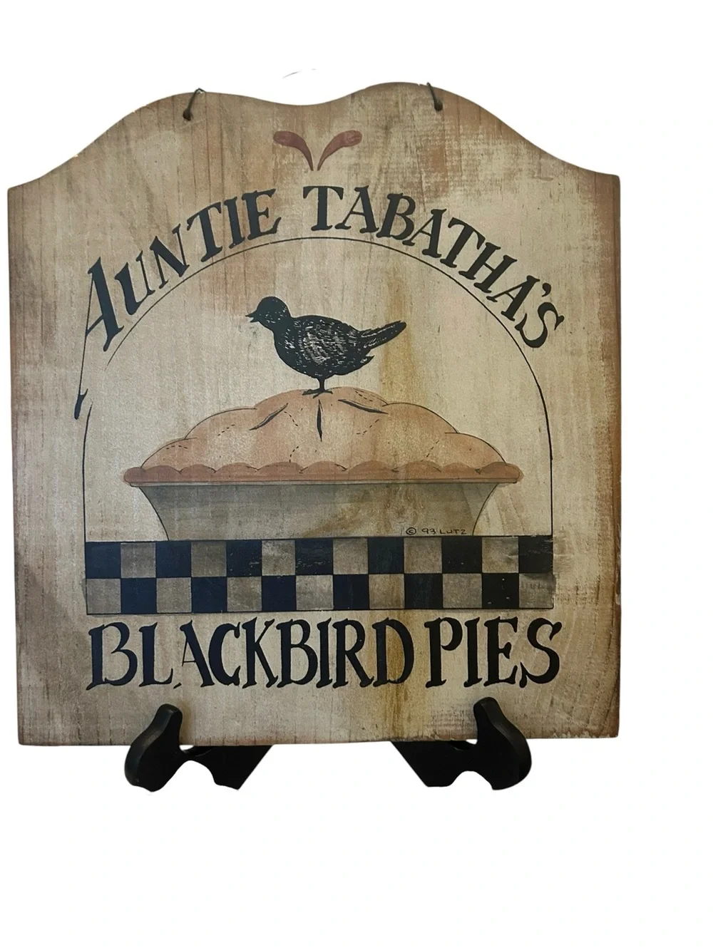 vintage, hand-painted primitive folk art wooden plaque